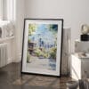 03 - Seattle Watercolor Art - Digital Downloads - Frame Standing on floor.jpg