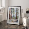 03 - Sequoia California Watercolor Art - Digital Downloads - Frame Standing on floor.jpg