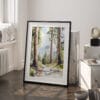 03 - Sequoia National Park Watercolor Art - Digital Downloads - Frame Standing on floor.jpg