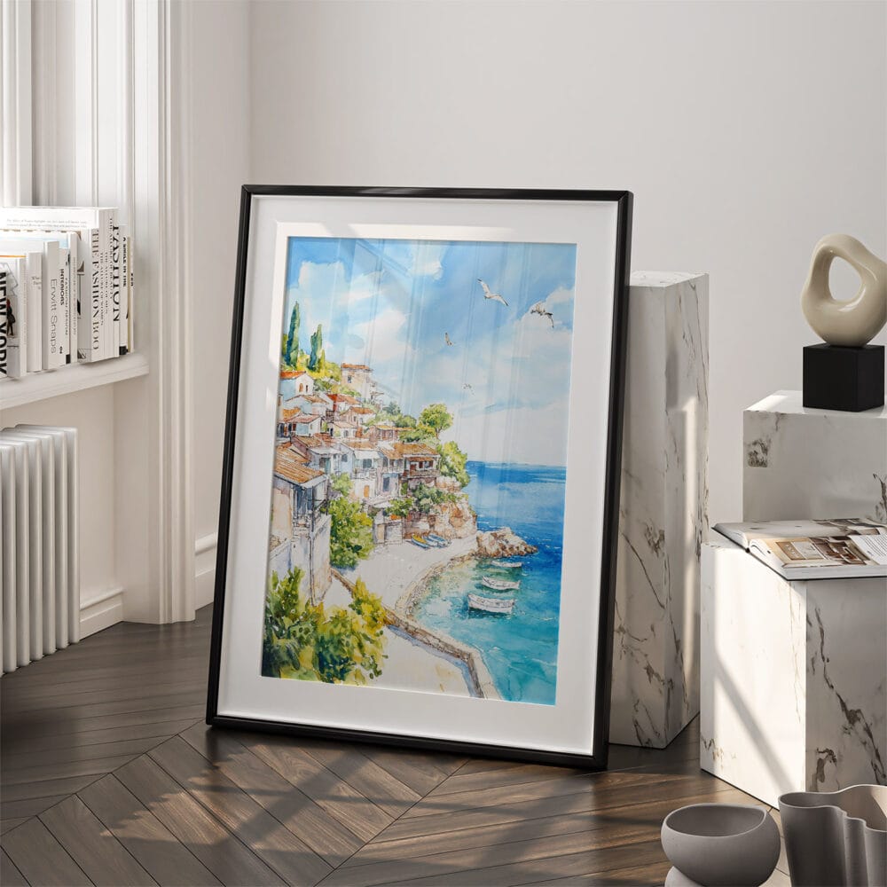 03 - Sicily Italy Watercolor Art - Digital Downloads - Frame Standing on floor.jpg 03 - Sicily Italy Watercolor Art - Digital Downloads - Frame Standing on floor.jpg