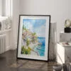 03 - Sicily Italy Watercolor Art - Digital Downloads - Frame Standing on floor.jpg