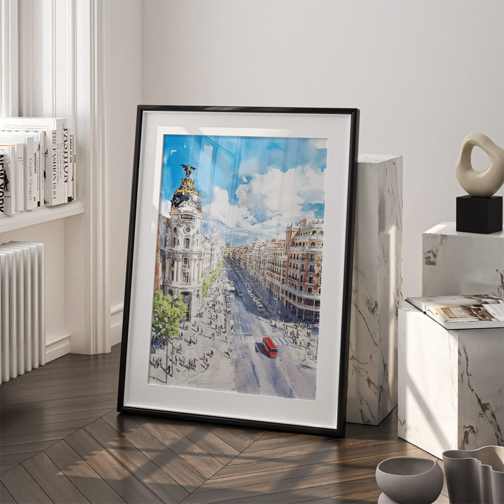 03 - Spain Madrid Watercolor Art - Digital Downloads - Frame Standing on floor.jpg 03 - Spain Madrid Watercolor Art - Digital Downloads - Frame Standing on floor.jpg