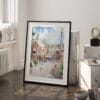 03 - Spain Park Guell Watercolor Art - Digital Downloads - Frame Standing on floor.jpg