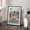 03 - Stockholm Skyline Watercolor Art - Digital Downloads - Frame Standing on floor.jpg