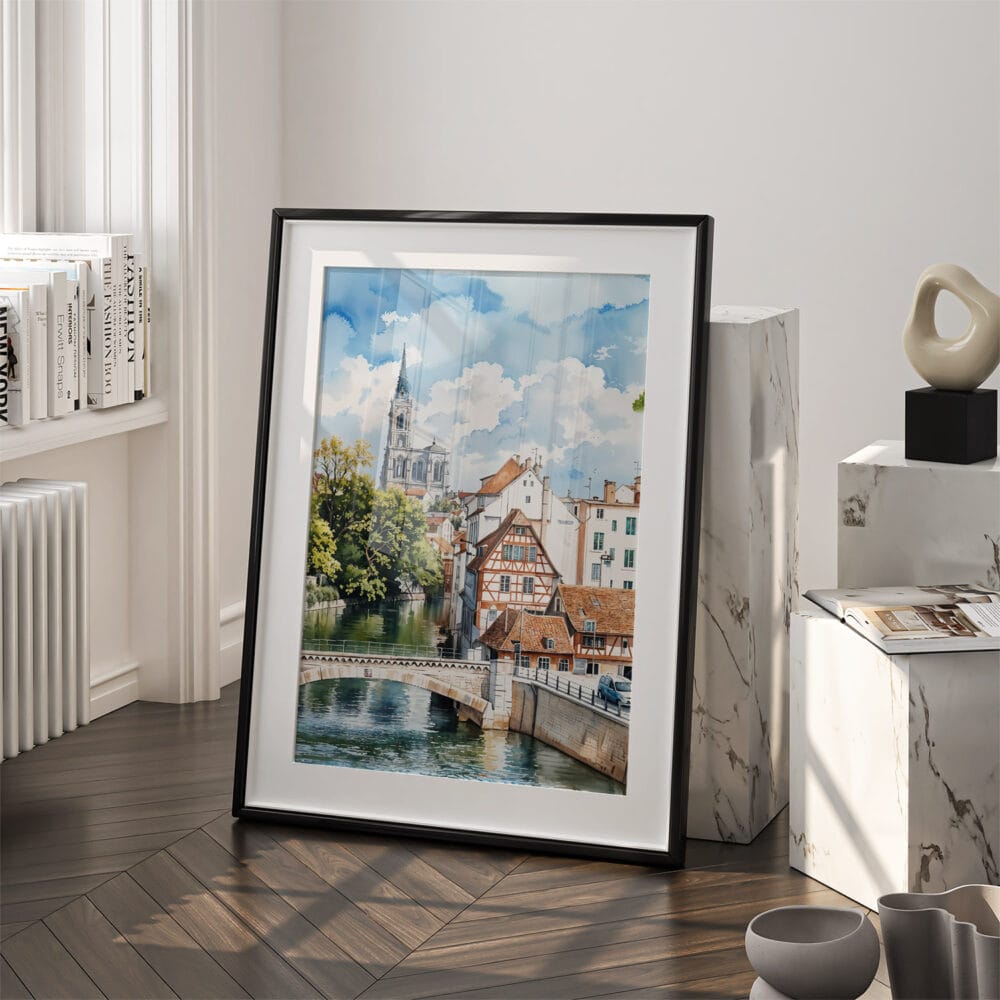 03 - Strasbourg France Watercolor Art - Digital Downloads - Frame Standing on floor.jpg 03 - Strasbourg France Watercolor Art - Digital Downloads - Frame Standing on floor.jpg