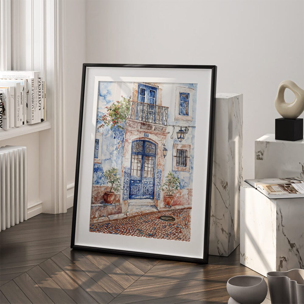 03 - Streets of Lisbon Portugal Watercolor Art - Digital Downloads - Frame Standing on floor.jpg 03 - Streets of Lisbon Portugal Watercolor Art - Digital Downloads - Frame Standing on floor.jpg