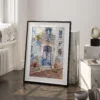 03 - Streets of Lisbon Portugal Watercolor Art - Digital Downloads - Frame Standing on floor.jpg