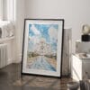 03 - Taj Mahal Vibrant Watercolor Art - Digital Downloads - Frame Standing on floor.jpg