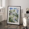 03 - Tegallalang Rice Terrace Ubud Bali Watercolor Art - Digital Downloads - Frame Standing on floor.jpg