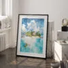 03 - The Bahamas Islands Watercolor Art - Digital Downloads - Frame Standing on floor.jpg