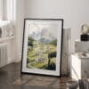 03 - The Dolomites Watercolor Art - Digital Downloads - Frame Standing on floor.jpg