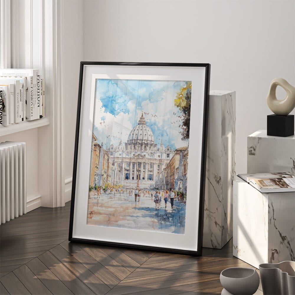 03 - The Vatican Watercolor Art - Digital Downloads - Frame Standing on floor.jpg 03 - The Vatican Watercolor Art - Digital Downloads - Frame Standing on floor.jpg