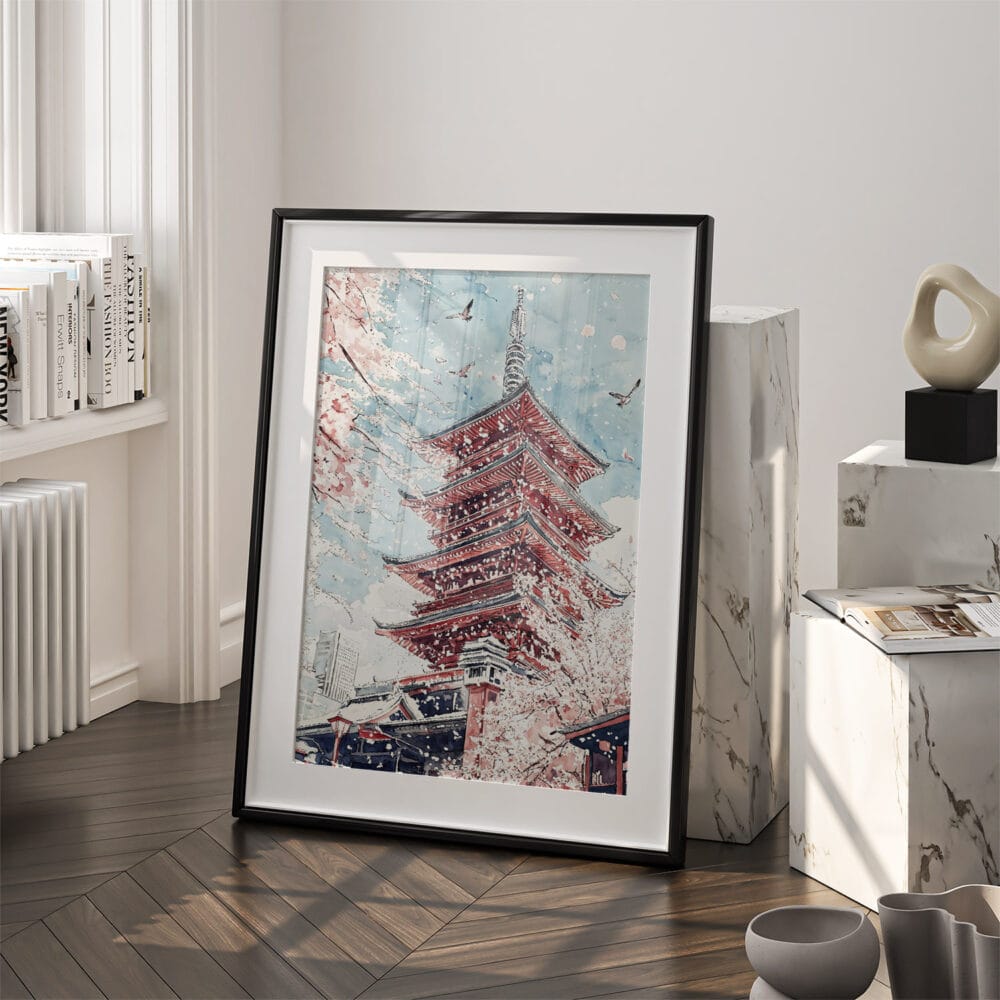 03 - Tokyo Sakura Watercolor Art - Digital Downloads - Frame Standing on floor.jpg 03 - Tokyo Sakura Watercolor Art - Digital Downloads - Frame Standing on floor.jpg