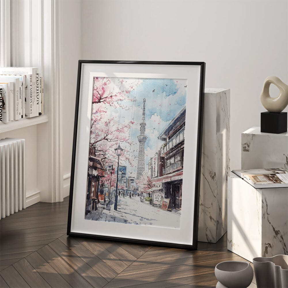 03 - Tokyo Skytree Watercolor Art - Digital Downloads - Frame Standing on floor.jpg 03 - Tokyo Skytree Watercolor Art - Digital Downloads - Frame Standing on floor.jpg