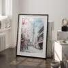 03 - Tokyo Skytree Watercolor Art - Digital Downloads - Frame Standing on floor.jpg