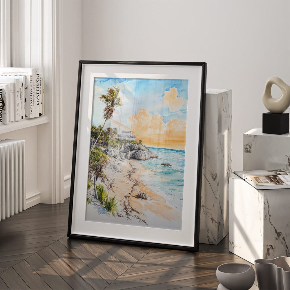 03 - Tulum Mexico Watercolor Art - Digital Downloads - Frame Standing on floor.jpg 03 - Tulum Mexico Watercolor Art - Digital Downloads - Frame Standing on floor.jpg