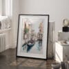 03 - Venice Gondola Watercolor Art - Digital Downloads - Frame Standing on floor.jpg