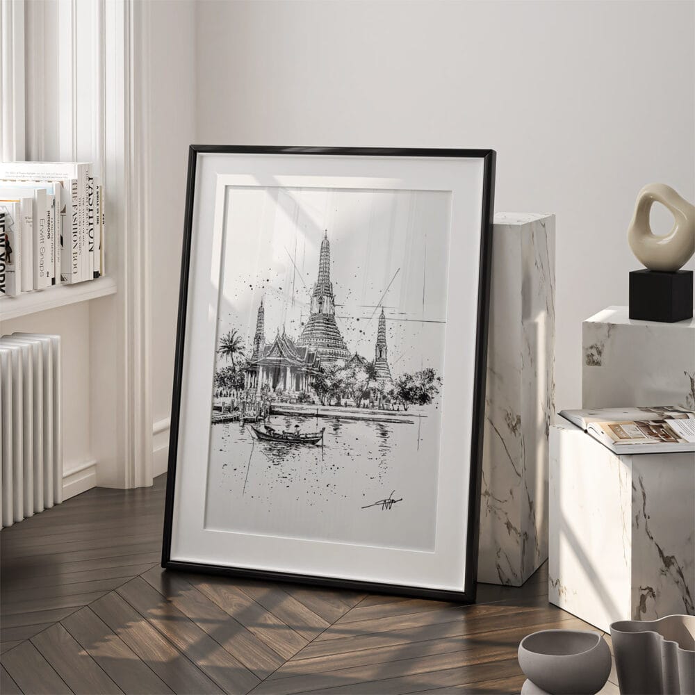 03 - Wat arun 1 Pencil Drawing Art - Digital Downloads - Frame Standing on floor.jpg 03 - Wat arun 1 Pencil Drawing Art - Digital Downloads - Frame Standing on floor.jpg