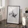 03 - Wat arun with boat Pencil Drawing Art - Digital Downloads - Frame Standing on floor.jpg