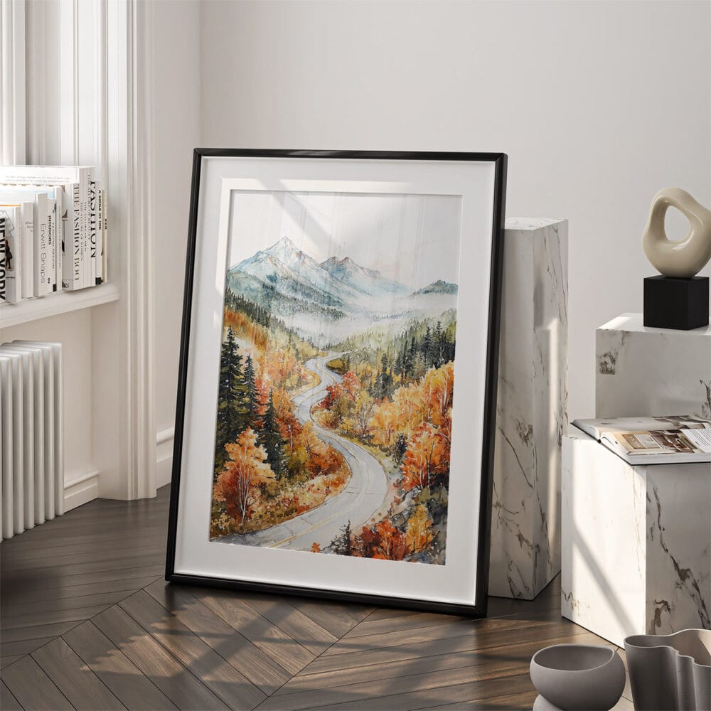 03 - White Mountains New Hampshire Watercolor Art - Digital Downloads - Frame Standing on floor.jpg 03 - White Mountains New Hampshire Watercolor Art - Digital Downloads - Frame Standing on floor.jpg