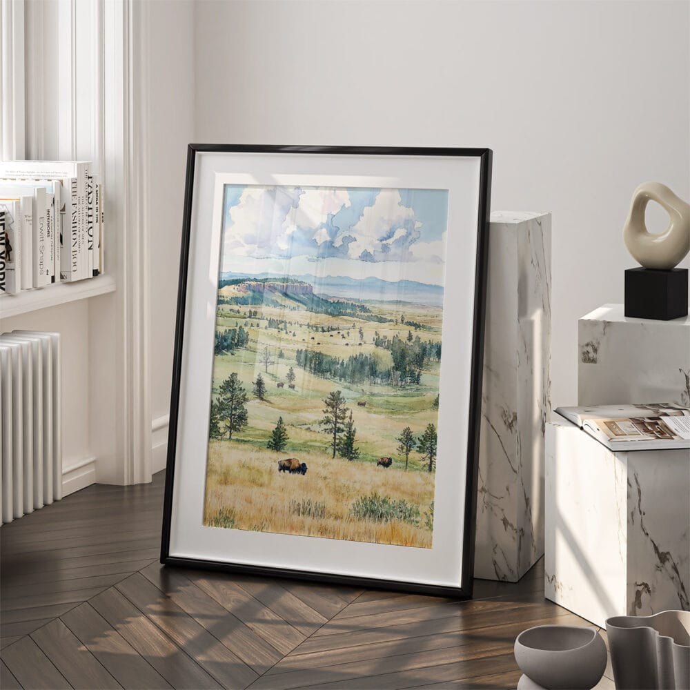 03 - Wind Cave National Park Watercolor Art - Digital Downloads - Frame Standing on floor.jpg 03 - Wind Cave National Park Watercolor Art - Digital Downloads - Frame Standing on floor.jpg