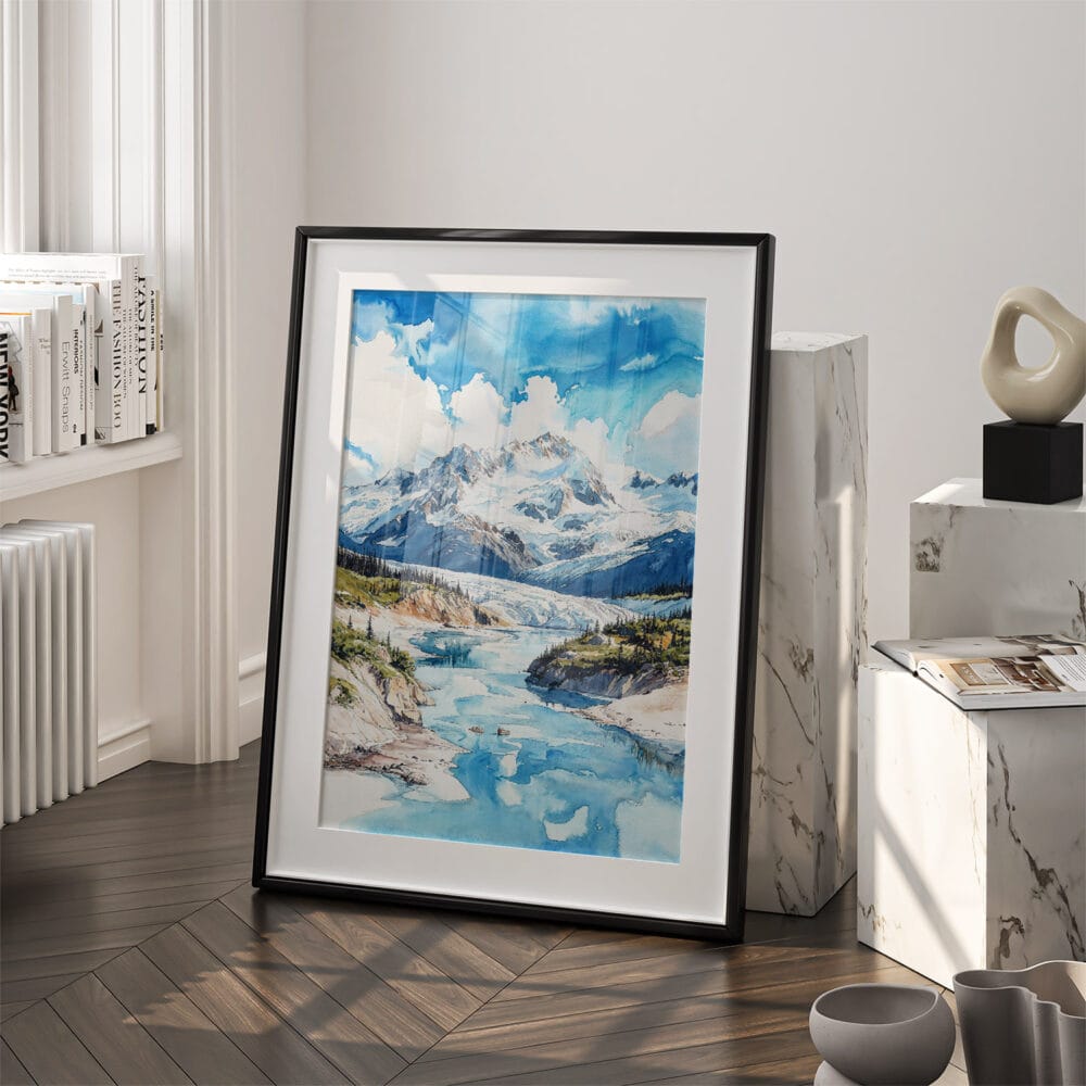 03 - Wrangell-St. Elias National Park Watercolor Art - Digital Downloads - Frame Standing on floor.jpg 03 - Wrangell-St. Elias National Park Watercolor Art - Digital Downloads - Frame Standing on floor.jpg