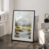 03 - Yellowstone Bison Watercolor Art - Digital Downloads - Frame Standing on floor.jpg