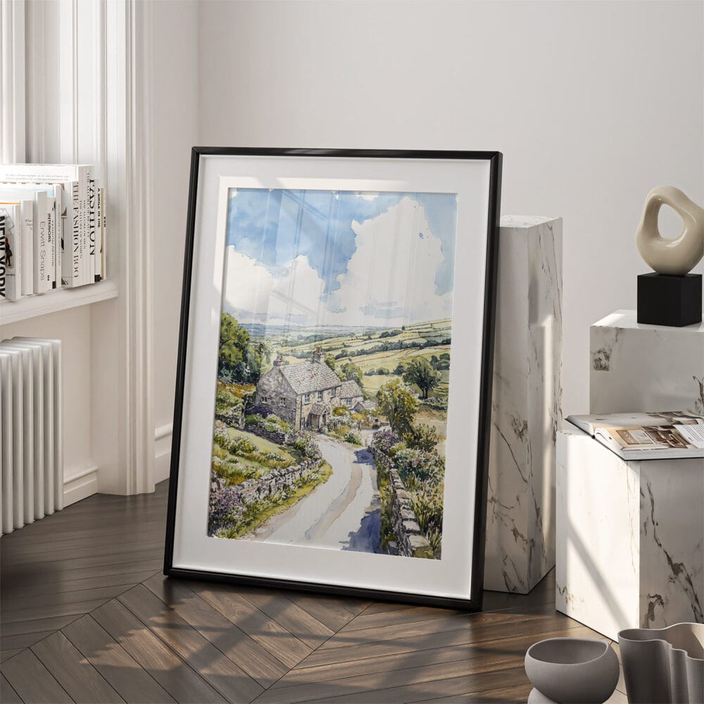 03 - Yorkshire Dales Watercolor Art - Digital Downloads - Frame Standing on floor.jpg 03 - Yorkshire Dales Watercolor Art - Digital Downloads - Frame Standing on floor.jpg