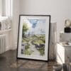 03 - Yorkshire England Watercolor Art - Digital Downloads - Frame Standing on floor.jpg