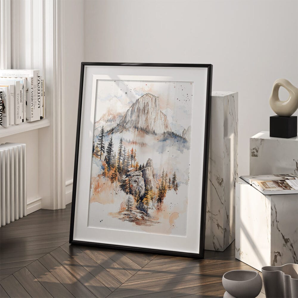 03 - Yosemite Watercolor Art - Digital Downloads - Frame Standing on floor.jpg 03 - Yosemite Watercolor Art - Digital Downloads - Frame Standing on floor.jpg