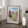 03 - Zion Canyon Watercolor Art - Digital Downloads - Frame Standing on floor.jpg