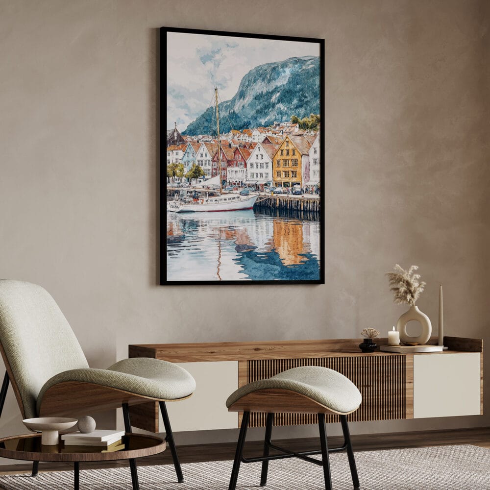 04 - Bergen Norway Watercolor Art - Digital Downloads - Japandi.jpg 04 - Bergen Norway Watercolor Art - Digital Downloads - Japandi.jpg
