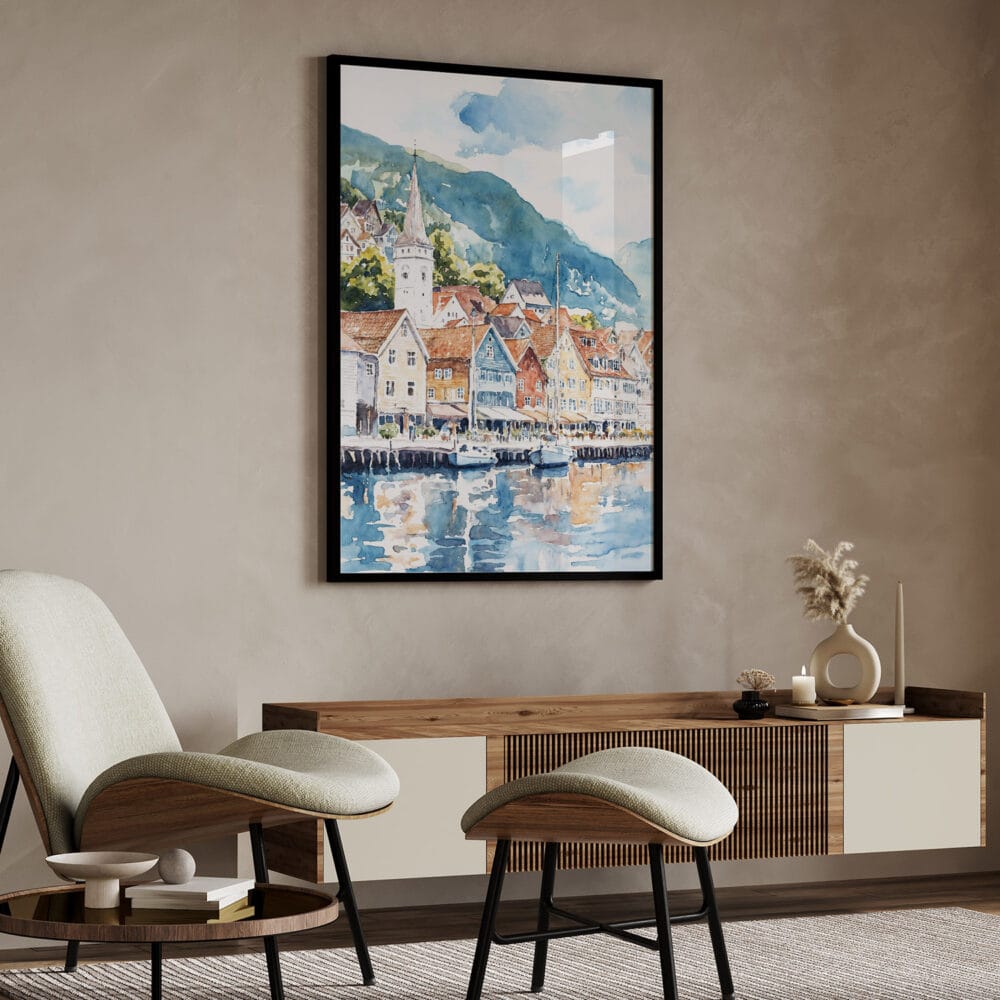 04 - Bergen Norway Waterfront Watercolor Art - Digital Downloads - Japandi.jpg 04 - Bergen Norway Waterfront Watercolor Art - Digital Downloads - Japandi.jpg