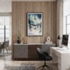 04 - Framed Aurora Lapland Finland Watercolor Canvas Print - Home Office.jpg