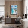 04 - Framed Cancun Mexico Watercolor Canvas Print - Home Office.jpg