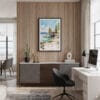 04 - Framed Lake Tahoe Cabin Watercolor Canvas Print - Home Office.jpg