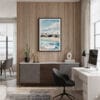 04 - Framed Los Angeles Waterfront Homes Watercolor Canvas Print - Home Office.jpg