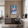 04 - Framed Northern Lights Fairbanks Alaska Watercolor Canvas Print - Home Office.jpg