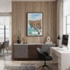 04 - Framed Porto Skyline Watercolor Canvas Print - Home Office.jpg