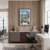 04 - Framed Seoul Skyline Watercolor Canvas Print - Home Office.jpg
