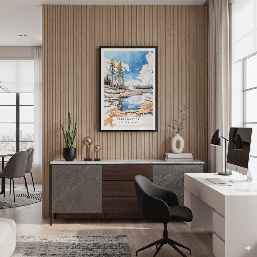 04 - Framed Yellowstone National Park Watercolor Canvas Print - Home Office.jpg 04 - Framed Yellowstone National Park Watercolor Canvas Print - Home Office.jpg