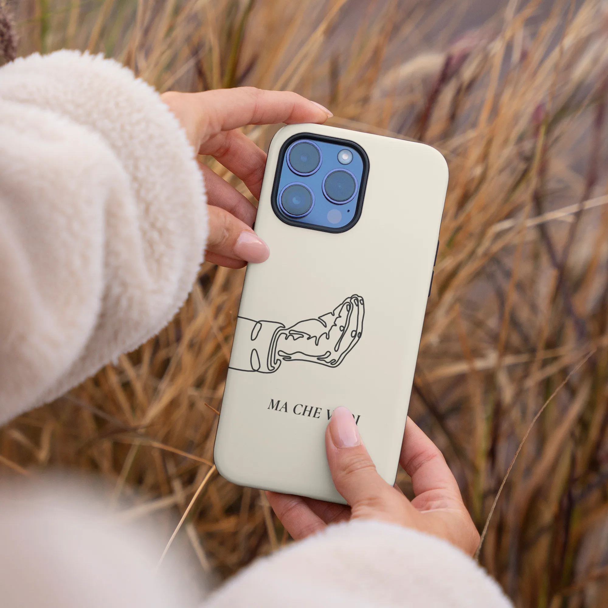 04 - Funny Italian Hand Gesture One Line Art - Ma Che Vuoi Phone Case - Female hand.jpg