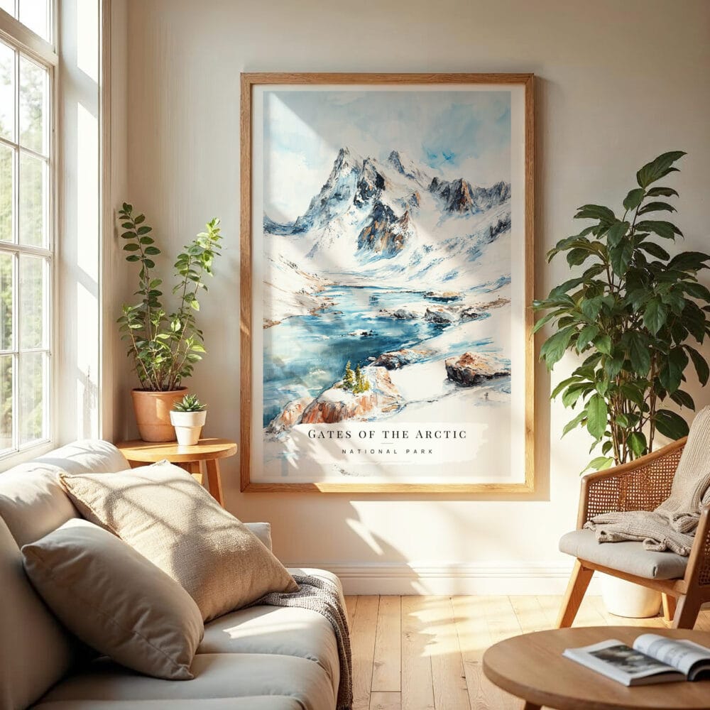 04 - Gates of the Arctic National Park Watercolor Wall Art in Boho Living Room.jpg 04 - Gates of the Arctic National Park Watercolor Wall Art in Boho Living Room.jpg