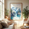 04 - Kenai Fjords National Park Watercolor Wall Art in Boho Living Room.jpg