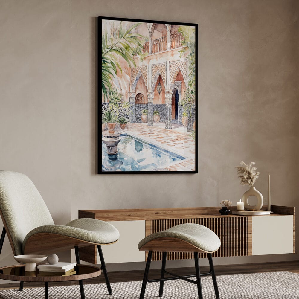 04 - Marrakesh Morroco Backyard Watercolor Art - Digital Downloads - Japandi.jpg 04 - Marrakesh Morroco Backyard Watercolor Art - Digital Downloads - Japandi.jpg