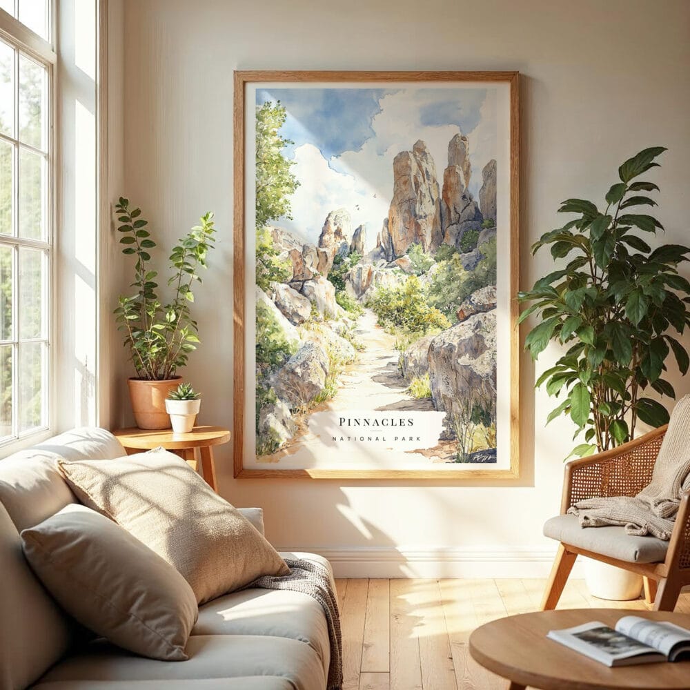 04 - Pinnacles National Park California Watercolor Wall Art in Boho Living Room.jpg 04 - Pinnacles National Park California Watercolor Wall Art in Boho Living Room.jpg