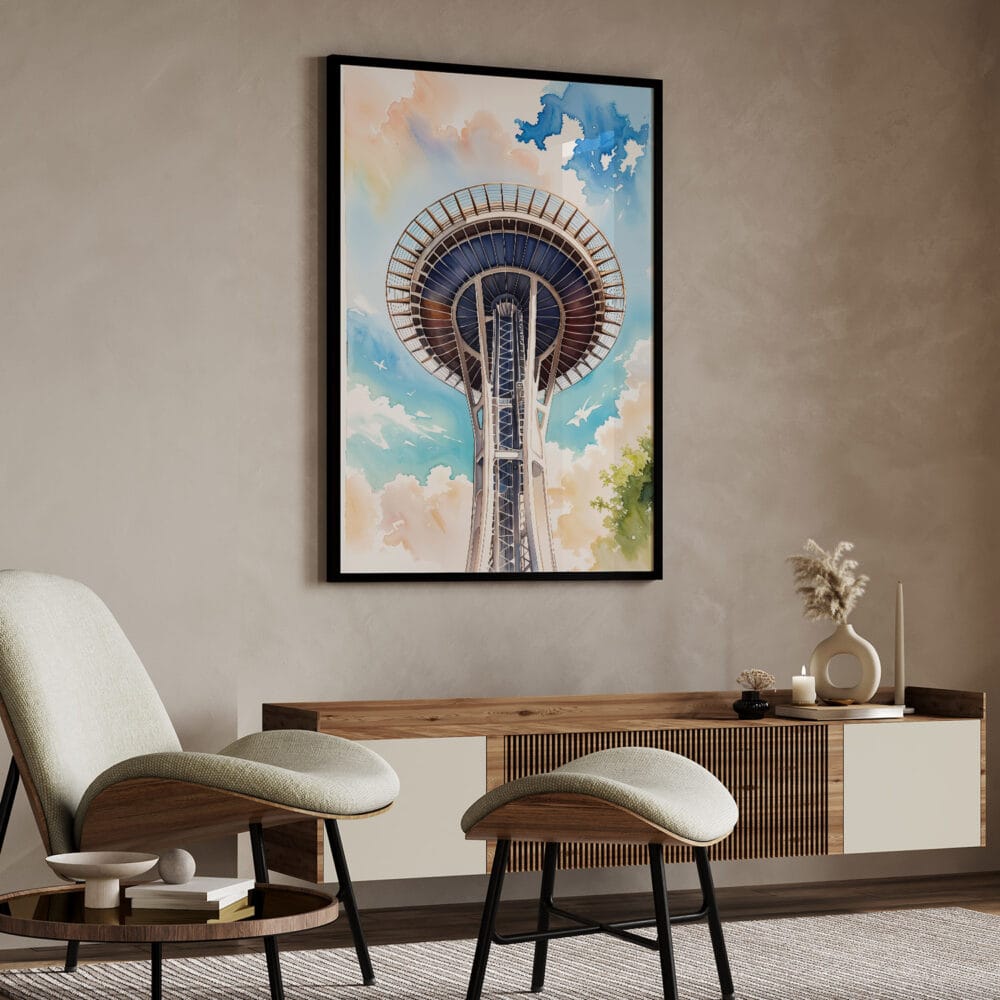 04 - Seattle Space Needle Closeup Watercolor Art - Digital Downloads - Japandi.jpg 04 - Seattle Space Needle Closeup Watercolor Art - Digital Downloads - Japandi.jpg