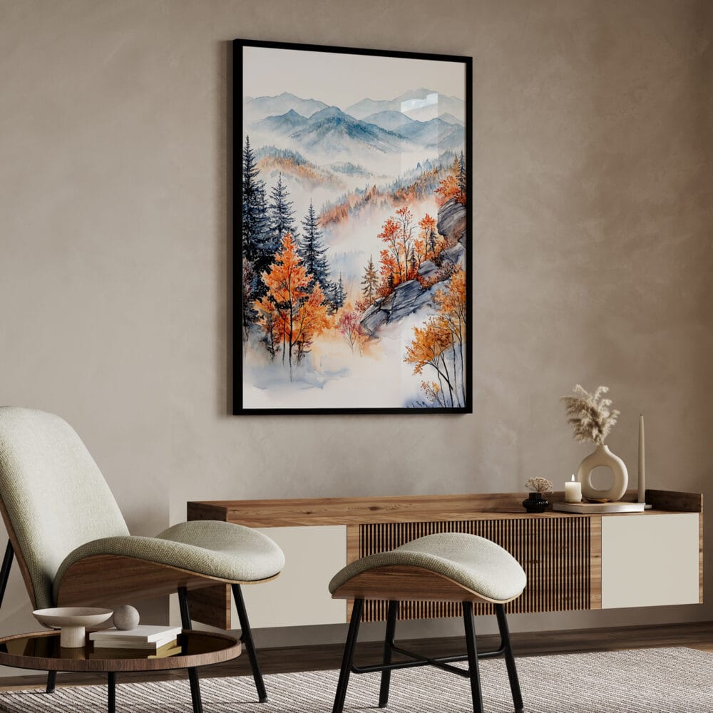 05 - Great smoky mountains watercolor Digital Art Print - Japandi 05 - Great smoky mountains watercolor Digital Art Print - Japandi