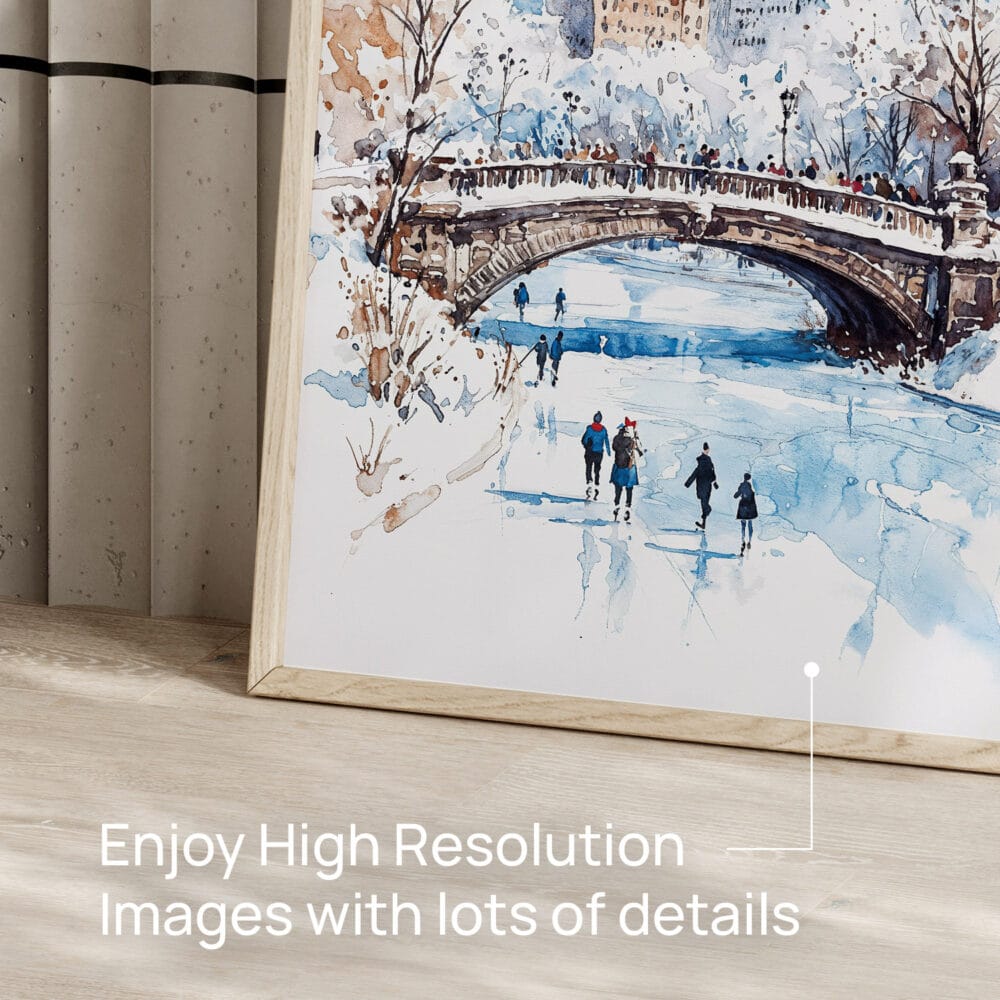 05 - White Christmas Central Park New York Watercolor Art - Digital Downloads - Detail Zoom.jpg 05 - White Christmas Central Park New York Watercolor Art - Digital Downloads - Detail Zoom.jpg