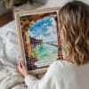 05 - Woman Holding Framed Dry Tortugas National Park Watercolor Wall Art - Portrait.jpg